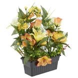 Jardinière columbarium H47 cm orange - Fleur artificielle