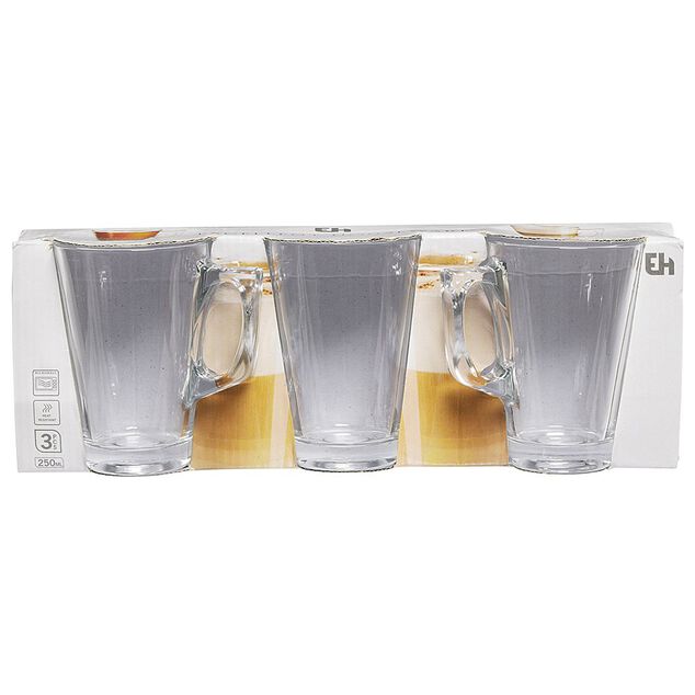 Tasse &agrave; caf&eacute; en verre transparent x3