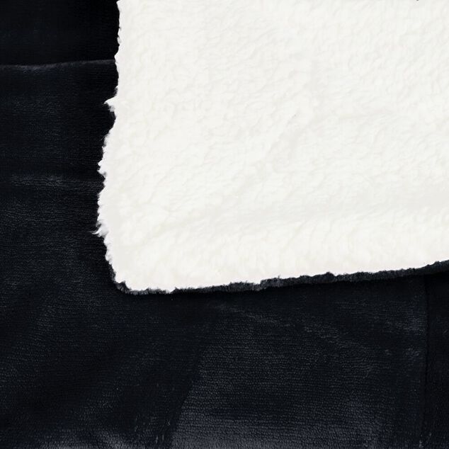 Plaid pilou pilou réversible noir et blanc 127x152cm