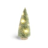 Décoration sapin vert lumineux LED blanc chaud H16cm à piles