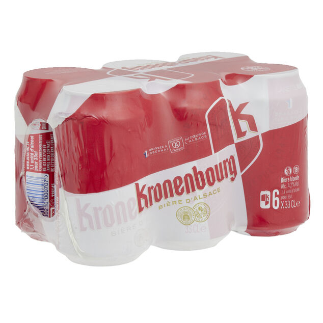 Bière blonde d'Alsace Kronenbourg 4,2% canette 6x33cl