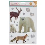 Décoration fenêtre Noël électrostatique animaux d'hiver
