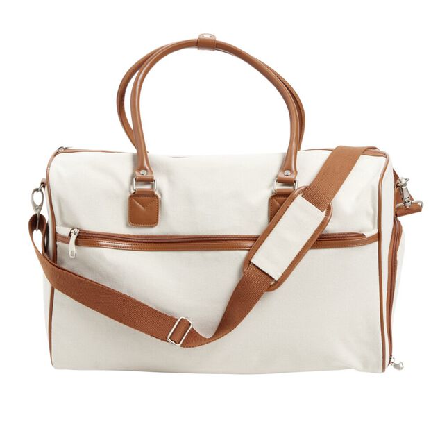 Sac de voyage canevas beige et marron 49x24xH31cm