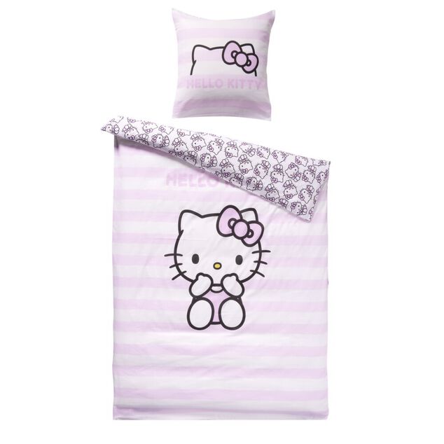Parure de lit 1 personne Hello Kitty polycoton rose 140x200cm