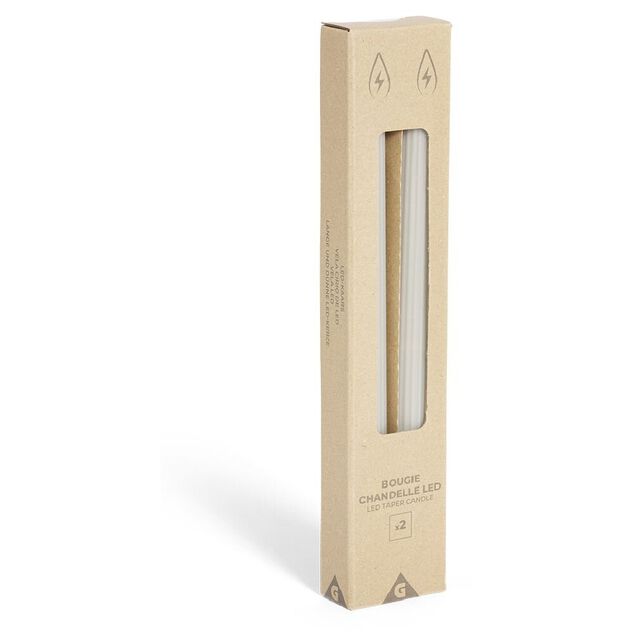 Bougie chandelle LED striée grise x2