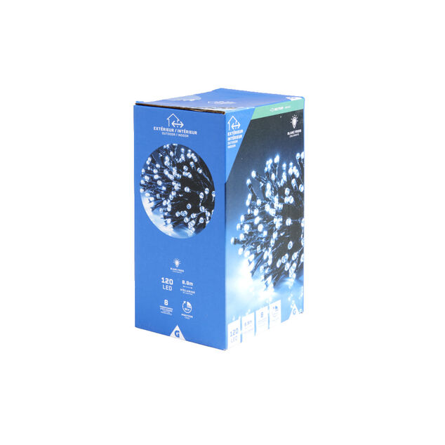 Guirlande lumineuse ext&eacute;rieur 120LED blanc froid 8,9m