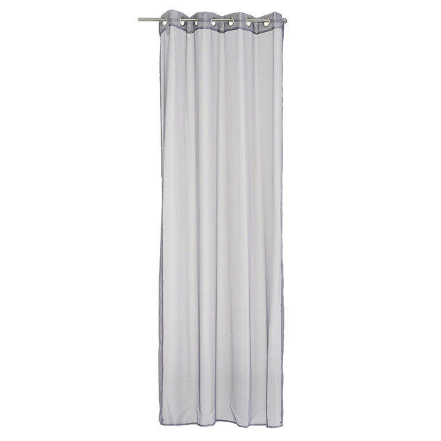 Voilage &agrave; oeillets uni gris fonc&eacute; 140x240cm