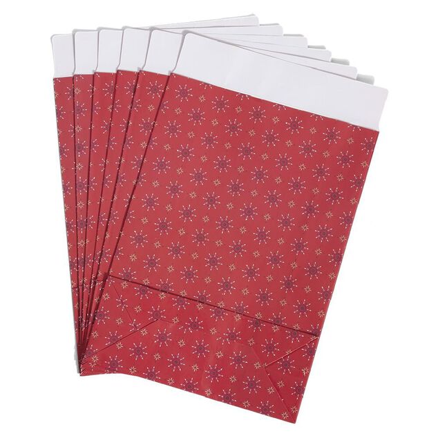 Enveloppe cadeau papier No&euml;l traditionnel rouge x6 - 20x8xH28cm
