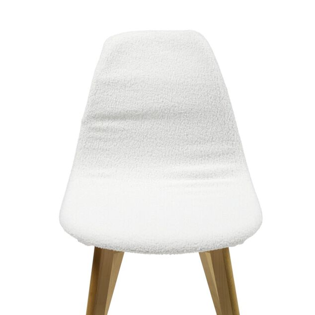 Housse de chaise tissu bouclette blanc 45x40x48cm