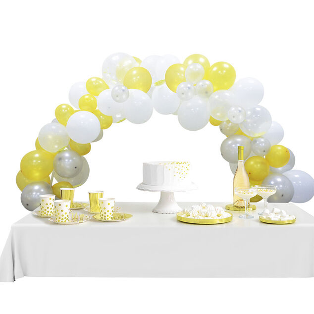 Kit arche de ballons nuit gris jaune blanc 60 pi&egrave;ces 4m