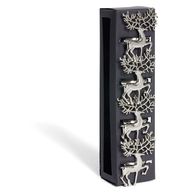 Rond serviette renne m&eacute;tal argent&eacute; x4