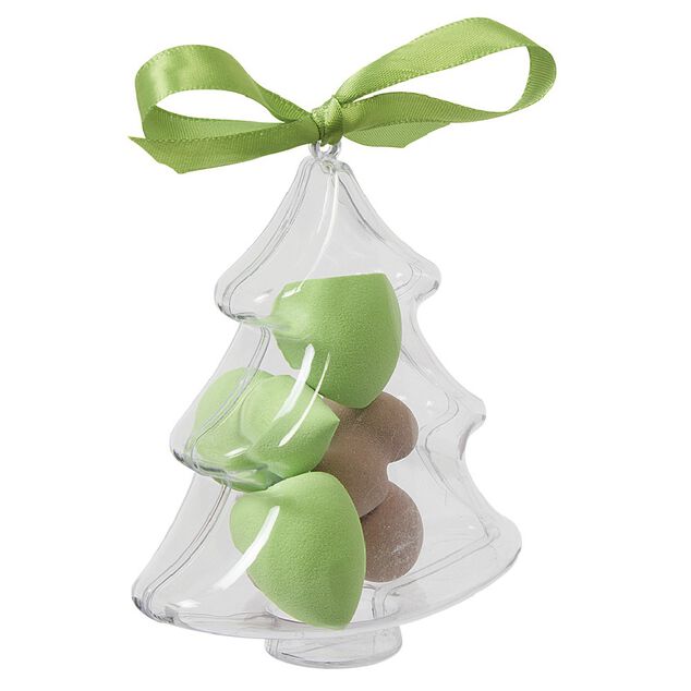 Éponge cosmétique x6 dans boîte Noël plastique transparent (2 modèles)