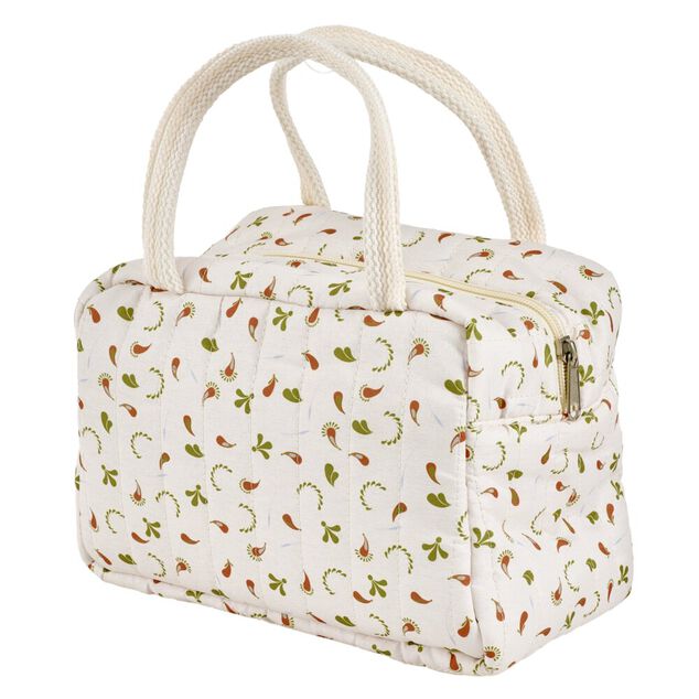Lunch bag tissu motif floral avec bo&icirc;te et bloc froid 23x15xH16cm