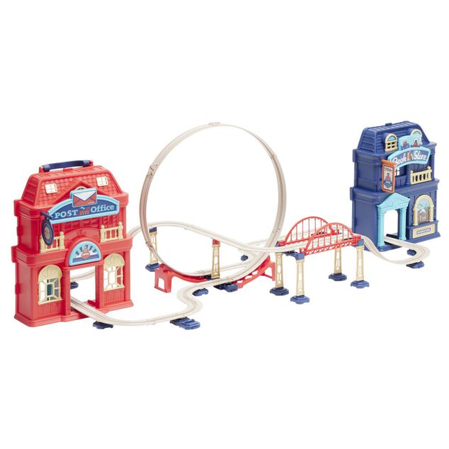 Circuit locomotive et gare dans valise 2en1 103x37xH36cm