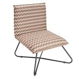 Fauteuil relax Joseph pied m&eacute;tal noir et tissu marron et noir 75x65xH78cm