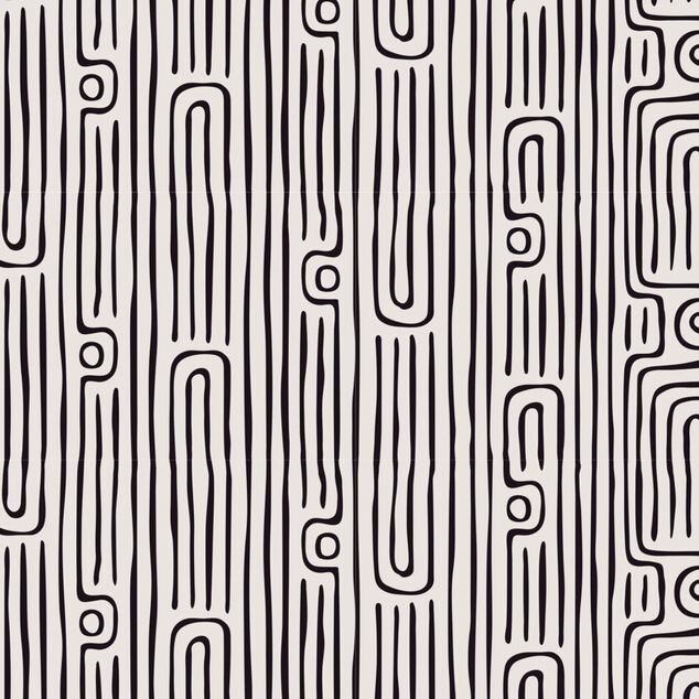 Nappe rectangulaire tissu Dakar motif graphique noir et blanc 140x250cm