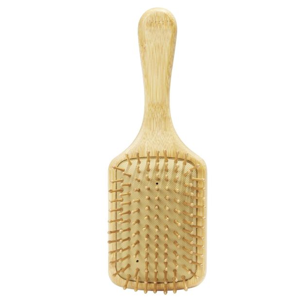 Brosse &agrave; cheveux rectangulaire en bambou 8x25cm