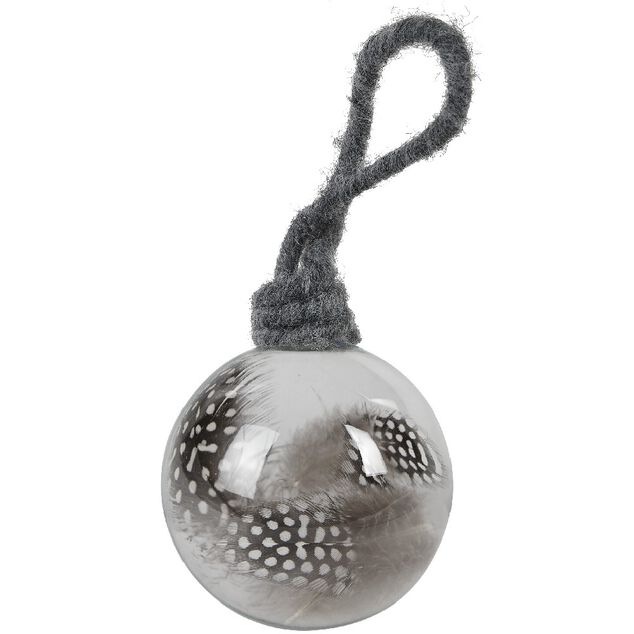 Boule de No&euml;l transparente avec plume &agrave; l&rsquo;int&eacute;rieur