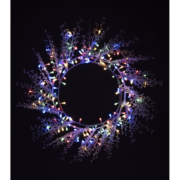 Couronne de No&euml;l lumineuse 200 LED blanche &Oslash;40cm