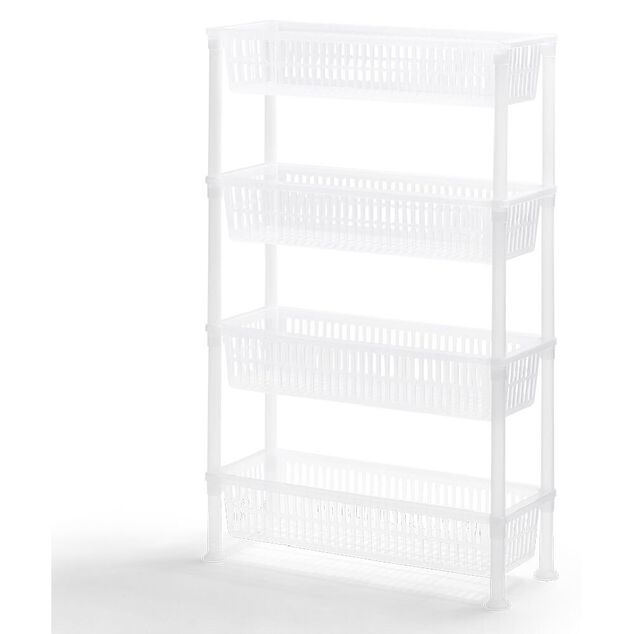 Desserte 4 niveaux plastique transparent 50x19,5xH82cm