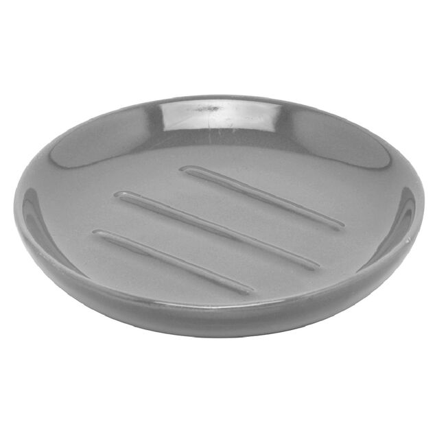 Porte savon rond c&eacute;ramique gris