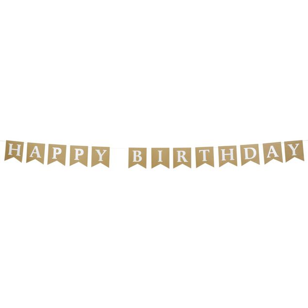 Guirlande anniversaire Happy Birthday papier kraft thème nature 2,5m