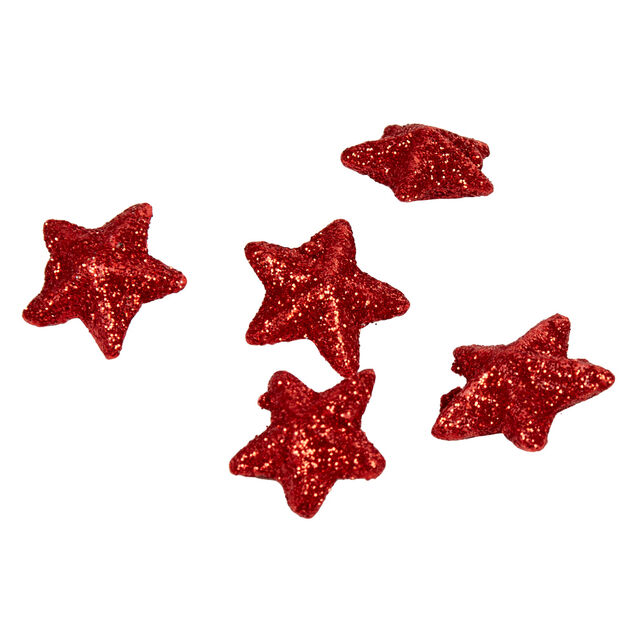 Sachet d&eacute;co minis &eacute;toiles rouges paillet&eacute;es No&euml;l