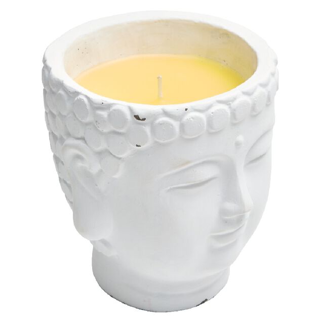 Bougie dans pot t&ecirc;te de Bouddha