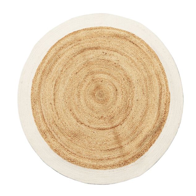 Tapis jute et coton &Oslash;120cm blanc