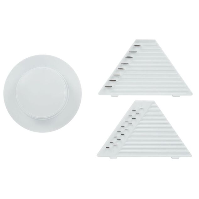 Mandoline multiusage 4 accessoires inox et plastique blanc