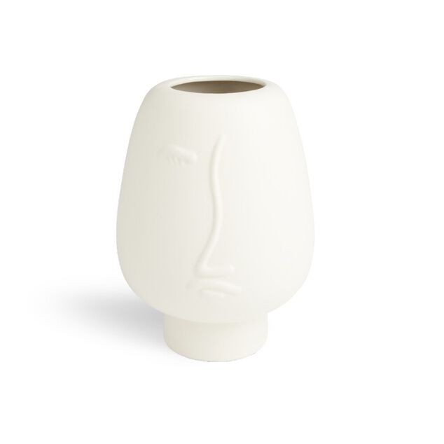 Vase visage c&eacute;ramique blanc &Oslash;13xH18cm