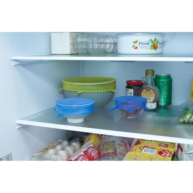 Couvercle en silicone étirable x5 bleu et jaune