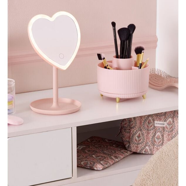 Miroir lumineux &agrave; poser avec rangement bijoux H26cm (3 mod&egrave;les)