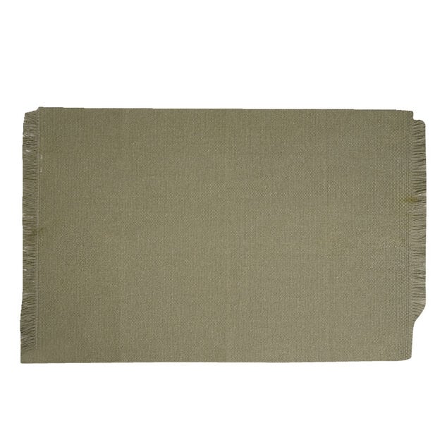 Set de table rectangulaire vert kaki uni 30x45cm rebord frange