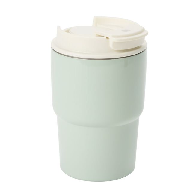 Mug de transport isotherme 350ml inox et plastique &Oslash;8,5xH14cm (2 mod&egrave;les)