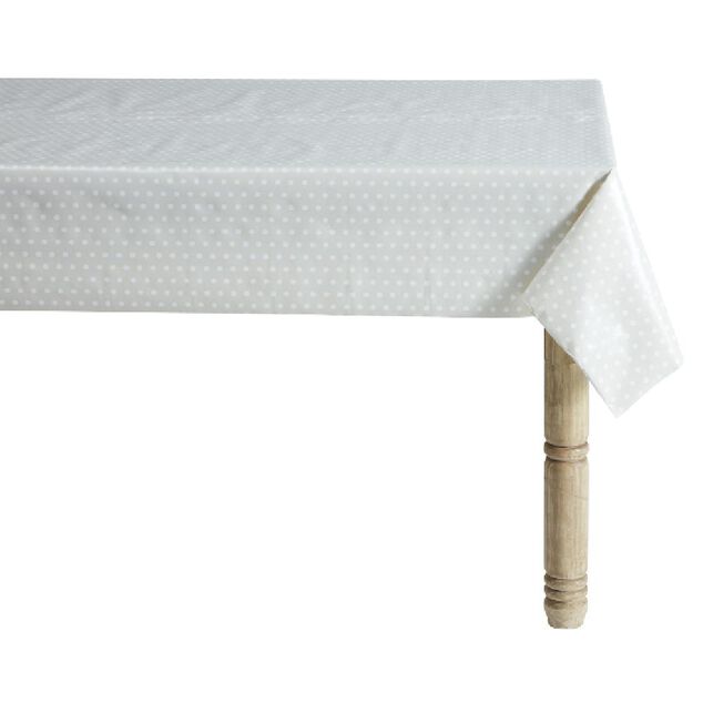 Toile cir&eacute;e blanche &agrave; pois L. 140 cm