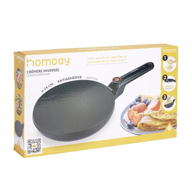 Cr&eacute;pi&egrave;re invers&eacute;e &eacute;lectrique en alu noir &Oslash;24cm 800W