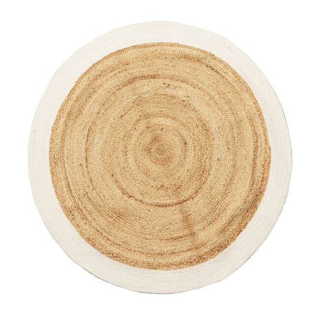 Tapis jute et coton &Oslash;120cm blanc