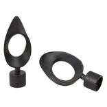 Embout tringle &agrave; rideau &Oslash;20mm m&eacute;tal forme ovale noir mat x2