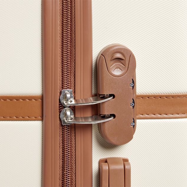 Valise cabine 38L plastique ABS beige avec cadenas &agrave; combinaison 4 chiffres