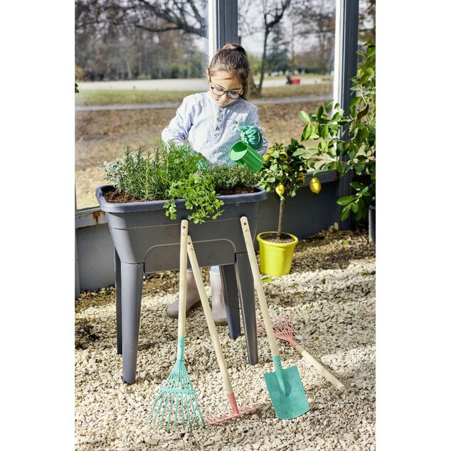 Potager sur pied effet serre Gary plastique gris 59x39xH86,5cm