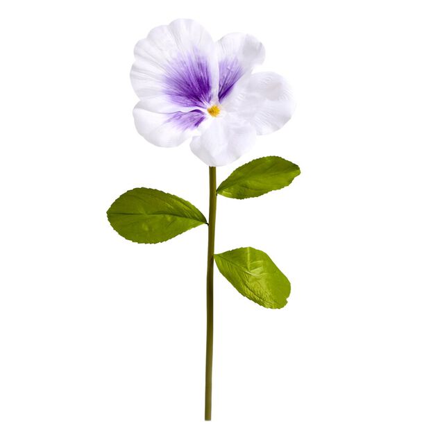 Fleur artificielle pens&eacute;e blanc et violet XL 1 tige &Oslash;45xH130cm