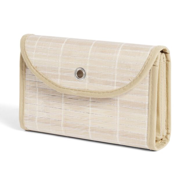 Rangement de porte à suspendre bambou et tissu 2 compartiments 25x9xH49cm