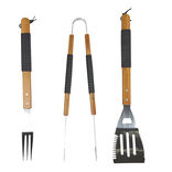 Ustensile barbecue x3 bois et m&eacute;tal