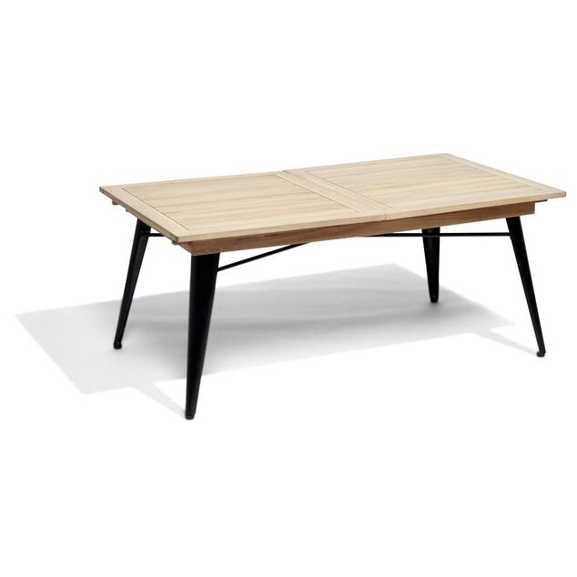 Table extensible Fabrik 6/8 personnes acacia naturel et m&eacute;tal noir 180/240x100xH75cm