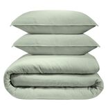 Parure de lit 240x260cm 2 personnes unie gaze de coton vert sauge 3 pi&egrave;ces