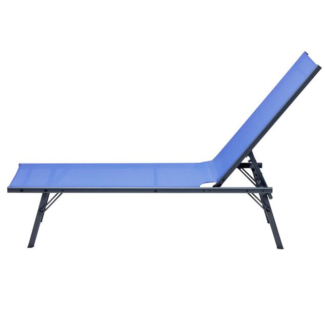Bain de soleil Dream 5 positions acier et textil&egrave;ne bleu 181x54xH33-86cm