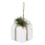 Décoration de Noël à suspendre cadeau façon coton blanc 7x7xH7cm