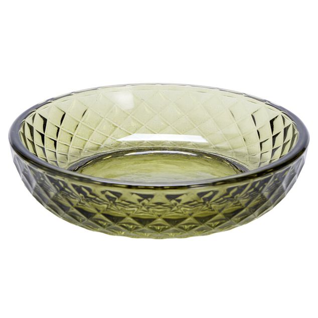 Porte-savon en verre cisel&eacute; &Oslash;11cm (2&nbsp;mod&egrave;les vert ou rose)