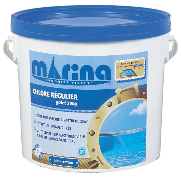 Chlore r&eacute;gulier galet 200g Marina 5kg